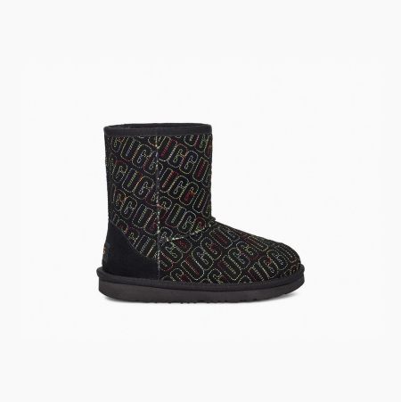 UGG Classic II Graphic Stitch Black Boots for Toddlers (AUXC23685)